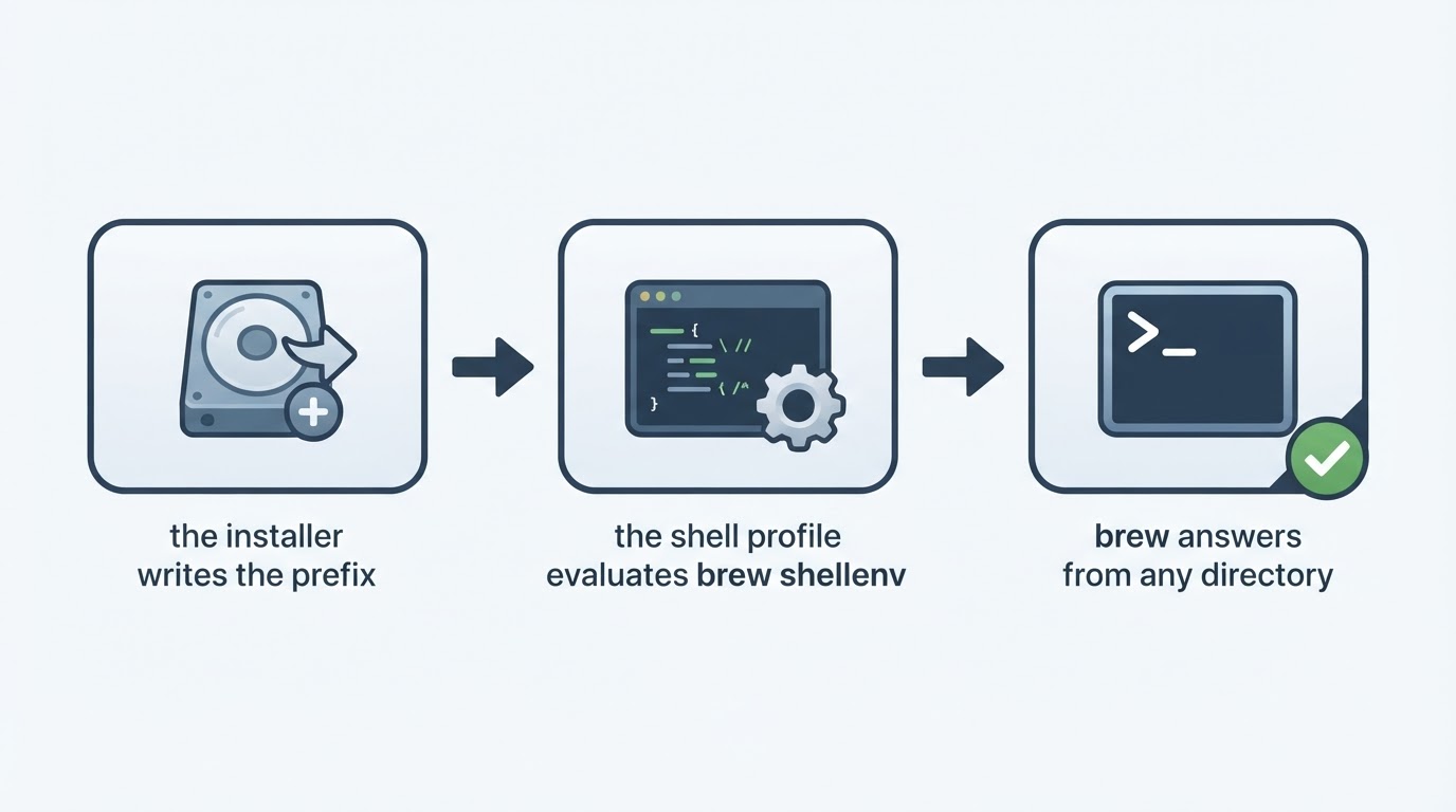 Workflow diagram for install homebrew.