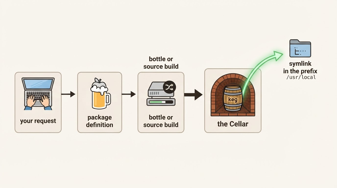 Workflow diagram for what is homebrew software.