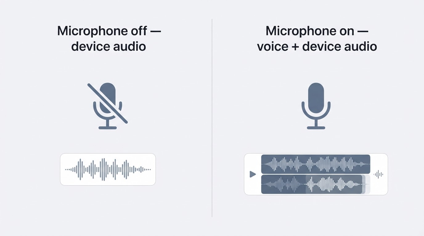 Workflow diagram for how to record your screen on iphone.