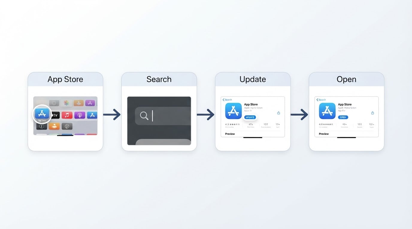 Workflow diagram for how to update apps apple tv.