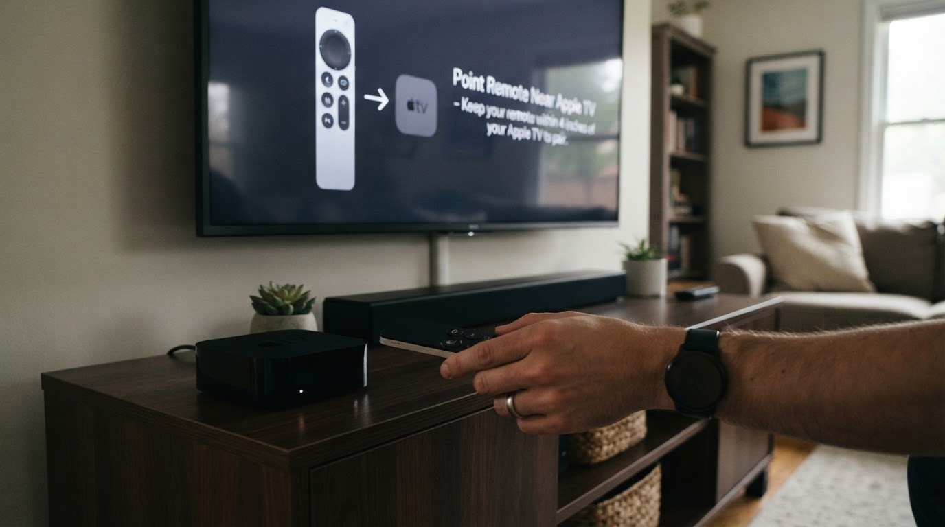 Editorial illustration for apple tv remote not working.